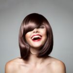 womenss classic medium length hair with bangs