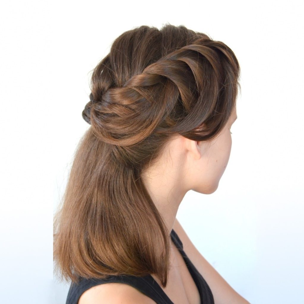 Half up half down braided hairstyle