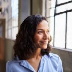 womens natural medium length hairstyle light curls