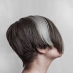 womens short white highlight women's hair razor cut