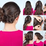 womens long hair plaited side bun