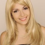 womens long blonde hair layered middle part
