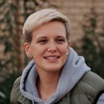 womens short side part pixie cut blonde hair