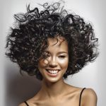women's short messy curly bob hairstyle
