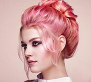 women long pink hair updo