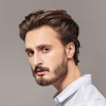 men short slicked back hairstyle brown hair