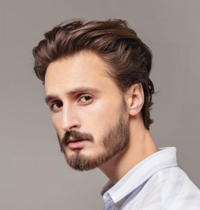 men short slicked back hairstyle brown hair