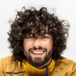 Mens medium length curly hair style