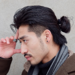 mens long hair man bun asian black hair