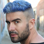 mens blue hair short quiff cut