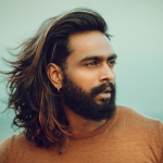 mens long dark hair with highlights