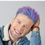 mens short two toned blue purple color hair