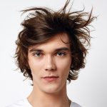 Mens straight brown hair messy style look