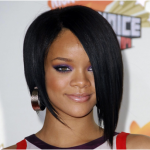 Rihanna Asymmetrical Bob Cut black hair