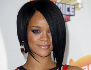 Rihanna Asymmetrical Bob Cut black hair