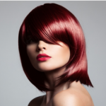 womens short red bob haircut with bangs