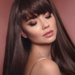 womens long straight brown hair with fringe bangs