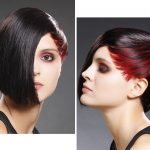 womens-asymmetrical-bob-cut-black-hair-red-under-color