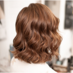womens shoulder length wavy bob haircut brown hair